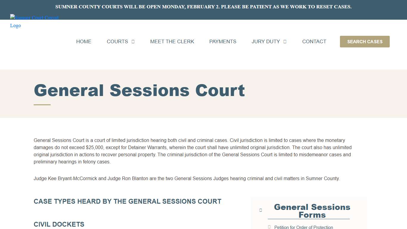 General Sessions Court Sumner County Circuit Court