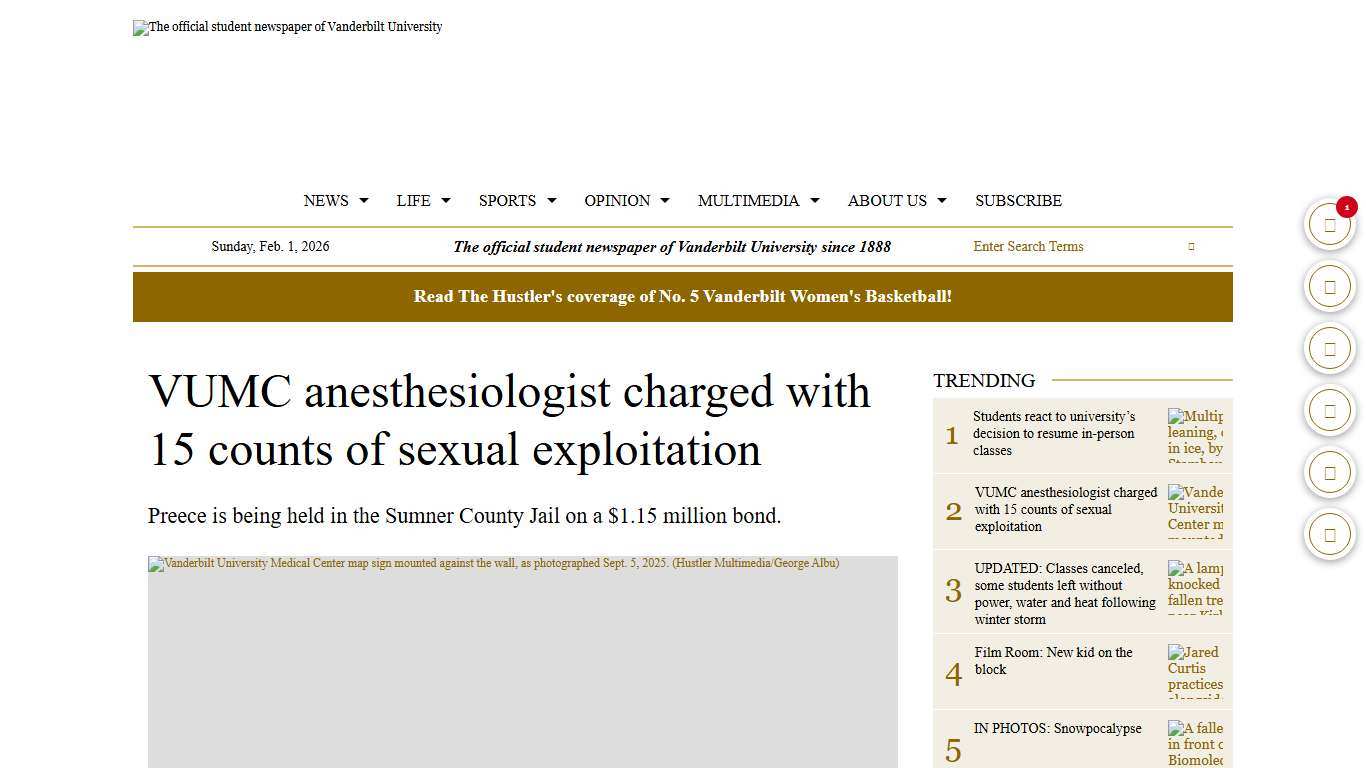VUMC anesthesiologist charged with 15 counts of sexual exploitation – The Vanderbilt Hustler